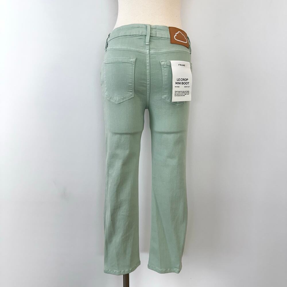 Frame Le Crop Mini Boot Mid-Rise Denim Jeans Pants in Aloe Light Green 26 NWT - Picture 7 of 11